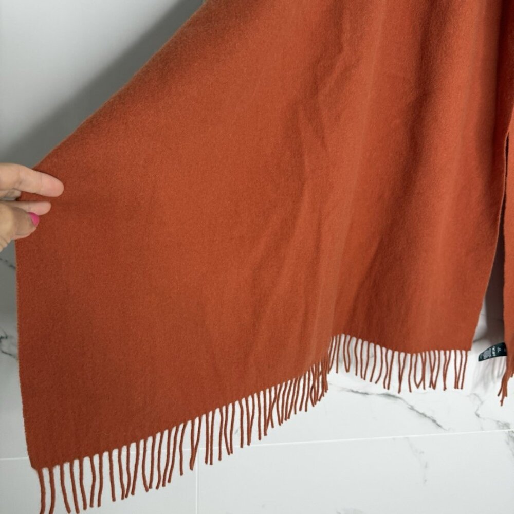 Aritzia Wilfred Tessuto 100% Wool Orange Oversized Blanket Scarf EUC Warm Cozy - Picture 2 of 8